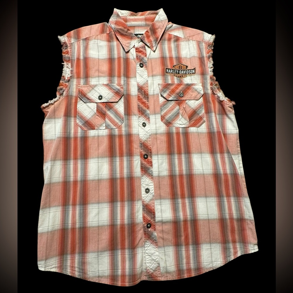 Harley Davidson button up, Harley Davidson Shirt Vest, Embroidered Large